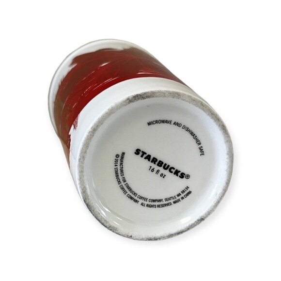 Starbucks 2014 Holiday Mug Red White Gold Coffee Mug 16 Oz. - Picture 9 of 9